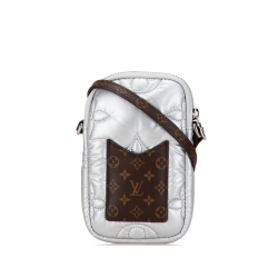 Louis Vuitton AB Louis Vuitton Silver Nylon Fabric Monogram Econyl Pillow Phone Pouch Italy