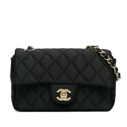 Chanel AB Chanel Black Satin Fabric Mini Rectangular Classic Single Flap Italy