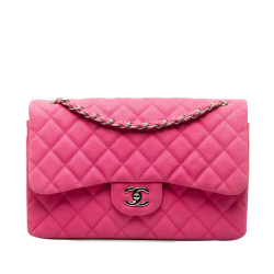 Chanel B Chanel Pink Caviar Leather Leather Jumbo Classic Caviar Double Flap France