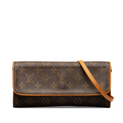 Louis Vuitton B Louis Vuitton Brown Monogram Canvas Canvas Monogram Pochette Twin GM Spain