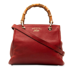 Gucci B Gucci Red Calf Leather Small Bamboo Shopper Italy