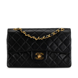 Chanel B Chanel Black Lambskin Leather Leather Small Classic Lambskin Double Flap France