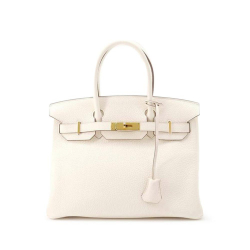 Hermès AB Hermès White Ivory Calf Leather Clemence Birkin Retourne 30 France