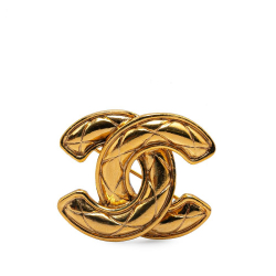 Chanel B Chanel Gold Gold Plated Metal CC Quilted Brooch France