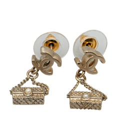 Chanel AB Chanel Silver Silver Metal Mini Nico Swing Matelasse Bag Push Back Earrings Earrings Italy