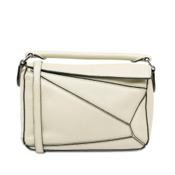 Loewe B LOEWE White Ivory Calf Leather Mini Puzzle Satchel Spain