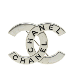 Chanel B Chanel Silver Brass Metal Palladium Plated CC Brooch France