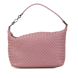 Bottega Veneta B Bottega Veneta Pink Calf Leather Intrecciato Shoulder Bag Italy