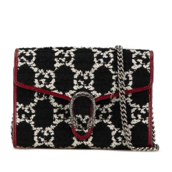 Gucci B Gucci Black with Red Tweed Fabric GG Dionysus Wallet on Chain Italy