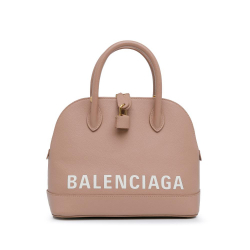 Balenciaga B Balenciaga Brown Beige Calf Leather Ville S Top Handle Satchel Italy