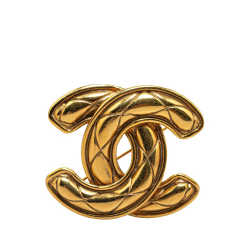 Chanel B Chanel Gold Gold Plated Metal CC Quilted Brooch France