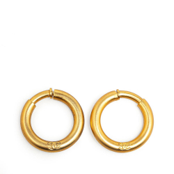 Chanel B Chanel Gold Gold Plated Metal CC Hoop Earrings France