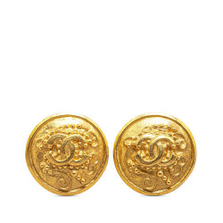 Chanel B Chanel Gold Gold Plated Metal CC Clip On Earrings France