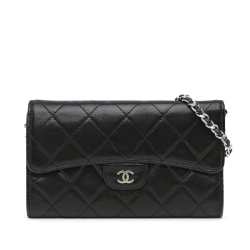 Chanel B Chanel Black Caviar Leather Leather Mini Classic Caviar Flap Wallet on Chain Italy