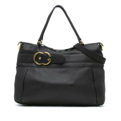 Gucci B Gucci Black Calf Leather Medium Ride Top Handle Bag Italy