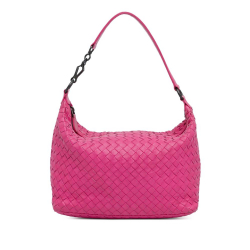 Bottega Veneta B Bottega Veneta Pink Calf Leather Intrecciato Shoulder Bag Italy