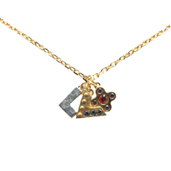 Louis Vuitton B Louis Vuitton Gold Gold Plated Metal Crystal Love Letter Necklace Italy