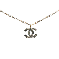 Chanel B Chanel Silver Silver Metal Plated CC Pendant Necklace France