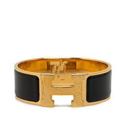 Hermès B Hermès Black with Gold Enamel Other Wide Clic Clac H Bracelet France