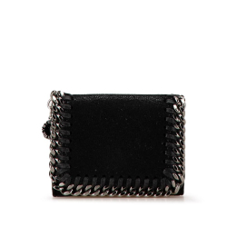 Stella McCartney AB Stella McCartney Black Polyester Fabric Falabella Shaggy Deer Small Flap Wallet Italy