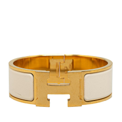 Hermès B Hermès White Enamel Other Wide Clic Clac H Bracelet PM France