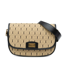 Saint Laurent AB Saint Laurent Brown Beige Canvas Fabric Medium Monogram All Over Crossbody Italy