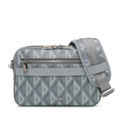 Christian Dior AB Dior Gray Coated Canvas Fabric CD Diamond Safari Bag with Strap Italy