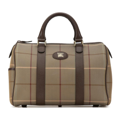 Burberry B Burberry Brown Canvas Fabric Vintage Check Boston Bag United Kingdom