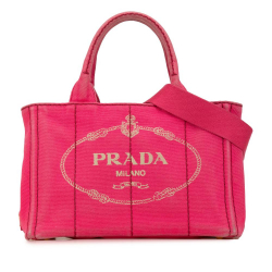 Prada B Prada Pink Canvas Fabric Small Canapa Logo Satchel India