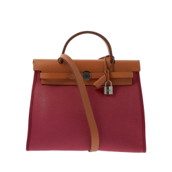 Hermès Herbag Handtasche aus rosa Stoff