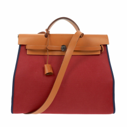 Hermès Herbag Handtasche aus bordeauxrotem Stoff