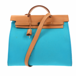 Hermès Herbag Handbag in Blue Fabric