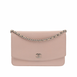 Chanel Portefeuille Chanel WOC sur Pochette Chaîne en Cuir Rose