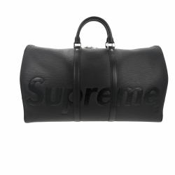 Louis Vuitton X Supreme Black Epi Keepall 55 Reisetasche