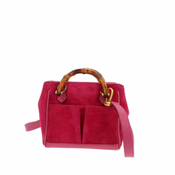 Gucci Bamboo Handbag in Pink Suede