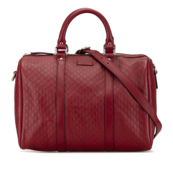 Gucci B Gucci Red Calf Leather Medium Microguccissima Satchel Italy