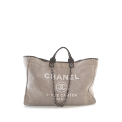 Chanel AB Chanel Gray Canvas Fabric XL Deauville Satchel Italy