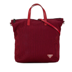 Prada B Prada Red with Black Nylon Fabric Tessuto Stampato Satchel Italy