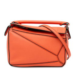 Loewe AB LOEWE Orange Calf Leather Mini Puzzle Satchel Spain