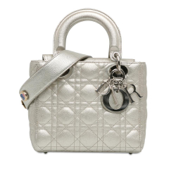 Christian Dior B Dior Silver Calf Leather Small skin Cannage My ABCDior Lady Dior Italy