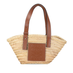 Loewe B LOEWE Brown Beige Raffia Natural Material Small Basket Tote Spain