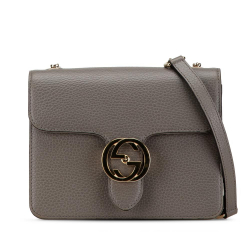 Gucci B Gucci Gray Calf Leather Small Dollar skin Interlocking G Crossbody Italy