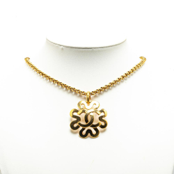 Chanel AB Chanel Gold Gold Plated Metal CC Flower Pendant Necklace France