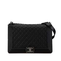 Chanel AB Chanel Black Caviar Leather Leather New Medium Grained Calfskin Boy Flap France