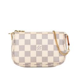 Louis Vuitton B Louis Vuitton White Damier Canvas Canvas Damier Azur Mini Pochette Accessoires France