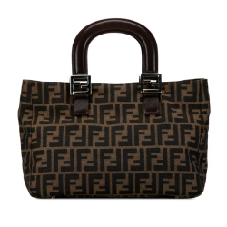 Fendi B Fendi Brown Canvas Fabric Zucca Twins Tote Italy