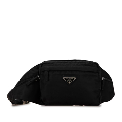 Prada B Prada Black Nylon Fabric Tessuto Belt Bag Italy