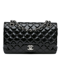 Chanel AB Chanel Black Patent Leather Leather Medium Classic Patent Double Flap France