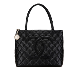 Chanel B Chanel Black Caviar Leather Leather Caviar Medallion Tote France