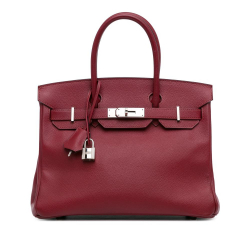 Hermès AB Hermès Red Burgundy Calf Leather Epsom Birkin Retourne 30 France